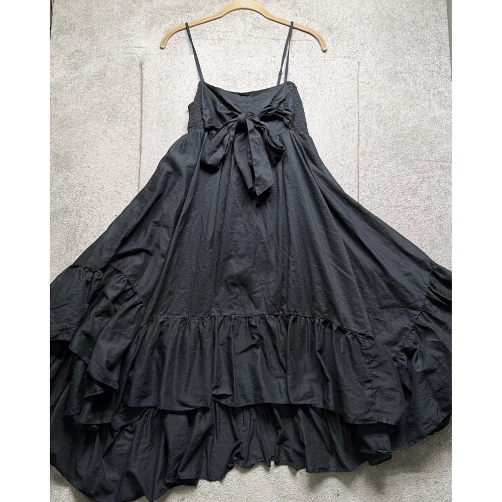J.Crew Black Dress Fit Flare Bow Spaghetti Strap Cotton XS